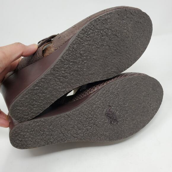 🤎 OTBT Rusk Brown Leather Buckle Wedge Mules 10 - Picture 10 of 13